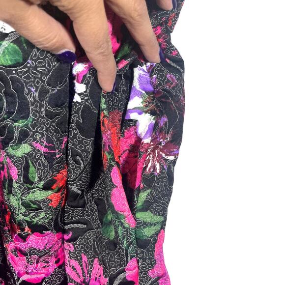 ASOS Petite Jacquard Floral Black & Pink Brocade Dress with Pockets Size 00 - Picture 8 of 9